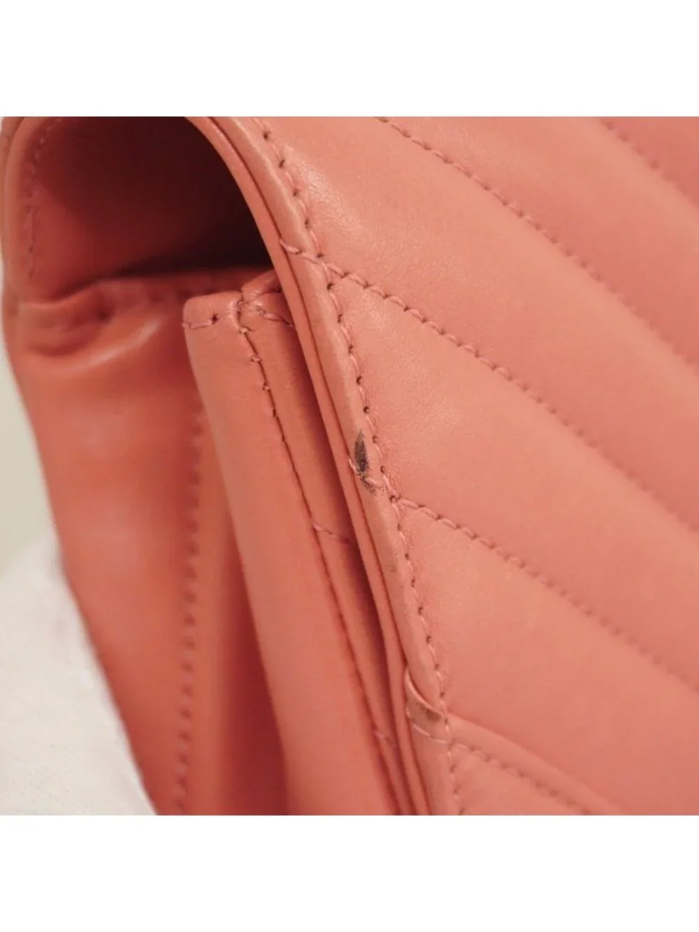 Chanel Shoulder Bag Stitch Lambskin Pink Champagne Gold